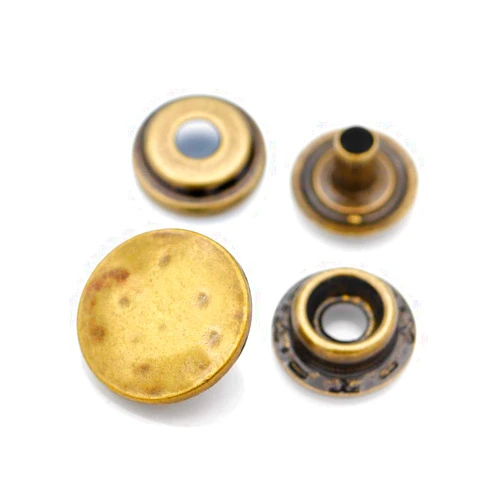 CRAFTMEMORE 3/4 Inch Moon Snap Fastener Closure Buttons Round Popper Snaps Decorative Studs Pack of 10 (Antique Brass)