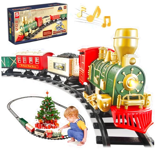 XINGYING Train Set - Electric Train Toys, Toddler Train w/Light and Sounds (ON/Off), Classical Train Sets for Boys w/Locomotive, Carriages and Tracks, Christmas Toy Train Gifts for 3-10 Year Old Kids