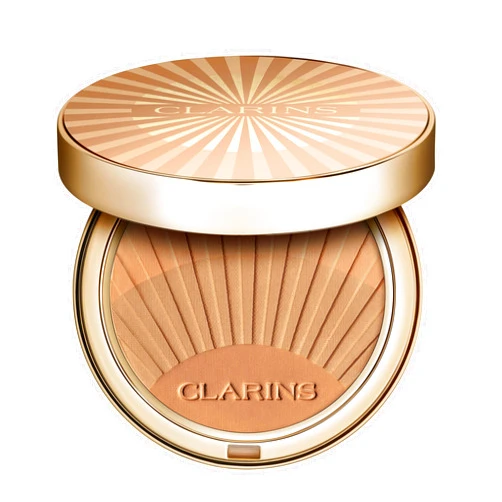 Clarins Bronzing Powder | Buildable, Luminous Matte Finish | 3-in-1 Bronzer, Contour, and Highlighter | Natural, Sun-Kissed Glow | 0.4 Ounces