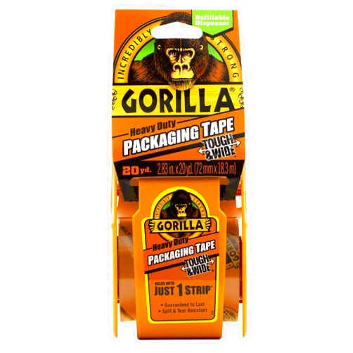 Gorilla Packing Tape Tough & Wide with Dispenser for Moving, Shipping and Storage, 2.83