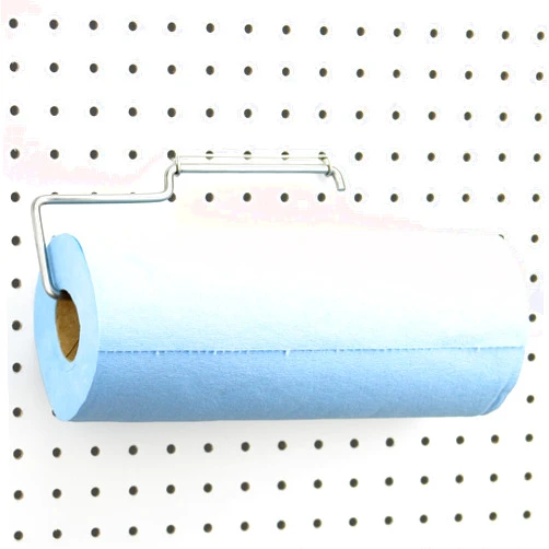 Right Arrange RightArrange One-Handed Tear Pegboard Paper Towel Holder - Stainless Steel - Hooks to Any Peg Board - Pegboard Accessories for Tool Shed, Garage, Workbench, Kitchen, Laundry or Craft Room Organization
