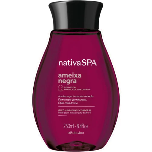 NATIVA SPA O BOTICÁRIO Nativa Spa Body Oil Black Plum by O Boticario | Ameixa Negra Óleo Hidratante Corporal | Fragranced Moisturizing Oil with Purified Quinoa Drops (8.45 fl oz)