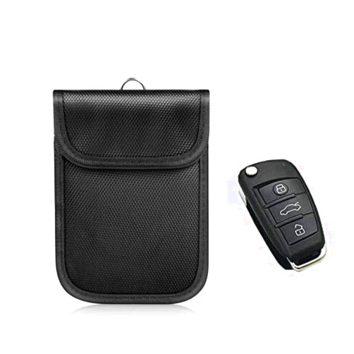 EngyPro Faraday Key Fob Protector, RFID Car Signal Blocking Anti-Theft Bag Faraday Pouch for Key Fob, Security Car Protection Pouch, Black (2 Pack)