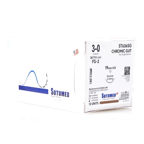 S Sutumed Corp Sutumed CHROMIC Gut Absorbable Surgical Suture USP Size 3-0, 3/8 19mm Reverse Cutting Needle, 28 Inches (70 cm), 12 Count