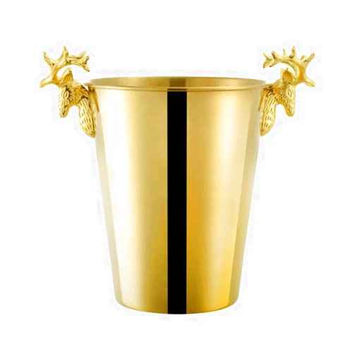 BarSoul Gold Champagne Bucket Stainless Steel Ice Bucket with Deer Head Handle 5L