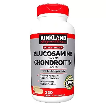 Kirkland Signature Extra Strength Glucosamine 1500mg/Chondroitin 1200mg Sulfate - 220 tablets Unflavored
