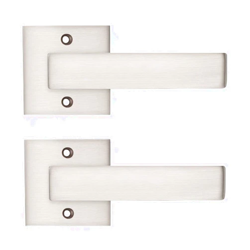 Probrico [Pack of 2 Door Lever Dummy Lever Door Handle for Closets French Doors,Square Dummy Door Lever,Non-Turning Single Side Pull with Satin Nickel Finish,Easy Installation Pull Only Lever Set
