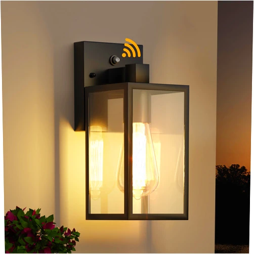 WIHTU Dusk to Dawn Outdoor Lighting Fixtures Wall Mount, Exterior Front Porch Light, Black Sensor Wall Sconce Lamp, Waterproof Wall Lantern, Anti Rust Outside Coach Lights for House, Doorway, Garage