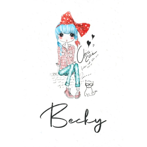 Ann US Miya Publishing Becky: Notebook A5 | Personalized name Becky | Birthday gift for women, girl, mom, sister, daughter | Cover: Fashion girl with cat | 120 lined pages journal, small size A5 (ca. 6 x 9 inches)