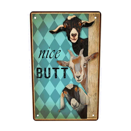 GENERIC Nice Butt Goats Tin Sign Wall Art Canvas Print Funny Color 8x12inches