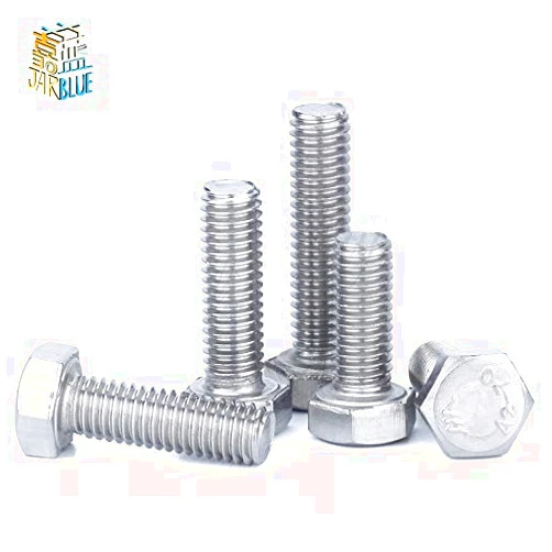 Ochoos Stainless Steel Rod 5pcs/lot M10x1.0 Fine Thread Hex Bolt Din933 M10 Pitch 1.0mm Length 12/16/20/25/30/35/40/45/50/60mm - (Thread Diameter: M10, Length: 16mm)