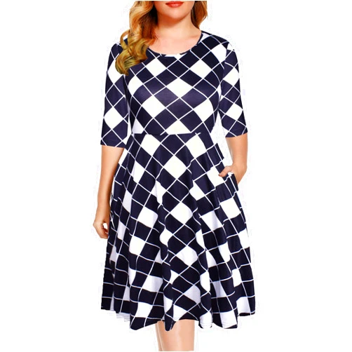 BEDOAR Womens Plus Size Summer Dresses Empire Waist Casual Plus Size Knee-Length Dresses with Pockets