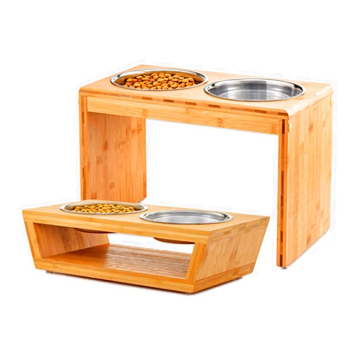 Pawfect Pets Set of 2 Elevated Pet Feeder- 4” & 12” Raised Dog Bowl for Small Dog Cat & Large Dog Feeder with Four Stainless Steel Bowls.