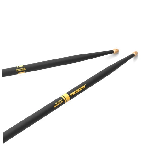 Promark ActiveGrip Drum Sticks - Rebound 5A Drumsticks - For Secure, Comfortable Grip - Gets Tackier As Your Hands Sweat - Hickory Wood - Acorn Tip, Black, One Pair