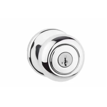 Kwikset Cove 94002-913 Keyed Entry Door Knob in Polished Chrome Featuring SmartKey Security Polished Chrome Updated Packaging