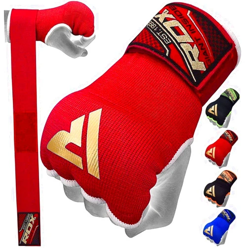 RDX Gel Boxing Hand Wraps Inner Gloves for Men Women, Quick 75cm Long Wrist Straps, Elasticated Padded Fist Hand Protection, Muay Thai MMA Martial Arts Punching Speed Bag Training Under Mitts Bandages