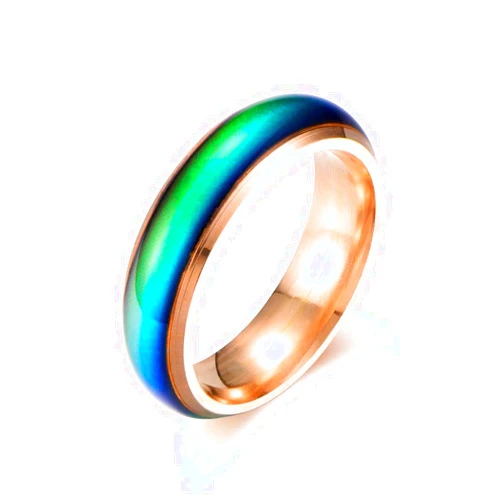 Ello Elli 6MM Comfort Fit Stainless-Steel Color Changing Mood Ring Silver/Black/Gold/Rose Gold/Rainbow Tone