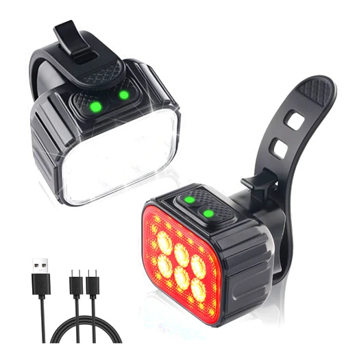 Baluoqi Bike Light Rechargeable Bicycle Lights Super Bright Headlight and Taillight Set LED Mountain Bike Lights Front and Back Flashlight