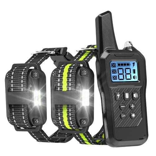 FunniPets Dog Shock Collar 2 Pack - Dog Training Collar with Remote IP65 Waterproof E Collar for Dogs Training with Shock Vibrate Beep and Light Modes for Small Medium Large Dogs