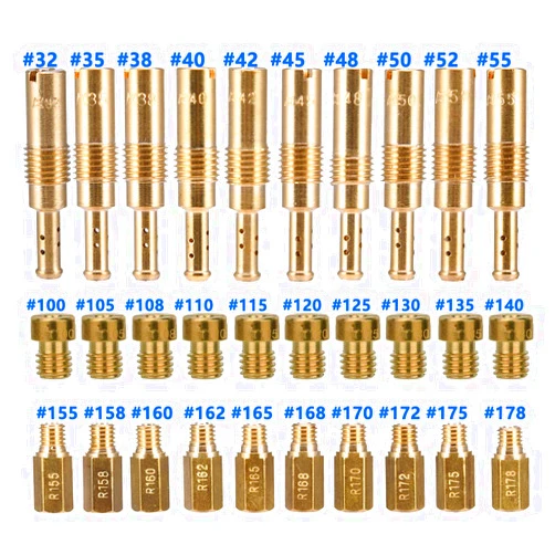 Terberl 30 Pieces Carburetor Main Jet Kit,10Pcs Slow Pilot Jets and 20PCS Carburetor Main Jets for PWK Keihin OKO CVK KOSO PE PWM