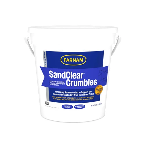 Farnam SandClear Psyllium Crumbles Supplement for Horses, Helps Remove Sand from Colon & Supports Digestive Health, Apple/Molasses Flavor, 3 lbs.