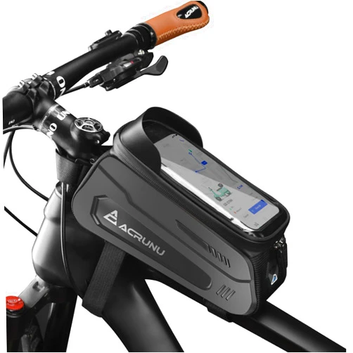 ACRUNU Bike/Bicycle Phone Front Frame Bag, Waterproof, Tube Bag, Cycling Pouch for Men Compatible Phone Under 7.2” (Large)