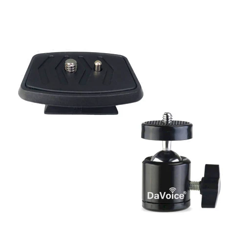 DaVoice 35mm Tripod Quick Release Plate for Quantaray, Sunpak 5800d 7000tm, Walmart MX1000, TG-P60T + 360 Degree Aluminum Rotating Swivel Mini Tripod Ball Head with 1/4