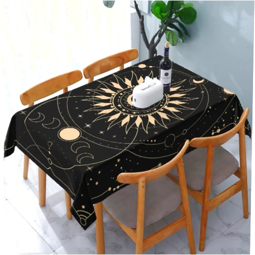 Cafl Tarot Tablecloth Sun Star Moon Tablecloth Waterproof Wrinkle Free Rectangle Table Cloth for Dining Room 54 x 72 Inch