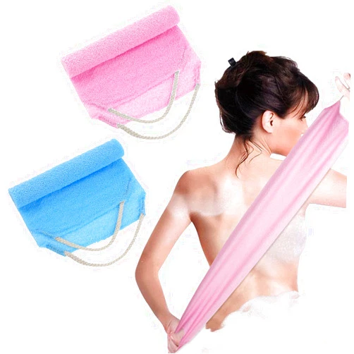 WY LIGHTING LEVEL 2Pcs Back Scrubber Body Bath Pull Strap Scrubber with Handles Nylon Exfoliating Washcloth Extended Length Washers Stretchable Shower Scrubber for Face Back Cleans Skin Massages Women Men