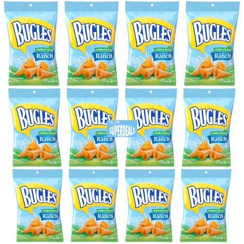 SUPERDEALS Bugles, Ranch,Crispy Corn Snack, 1.5 oz Pack of 12 bundled by SUPERDEALS with Mystery Gift