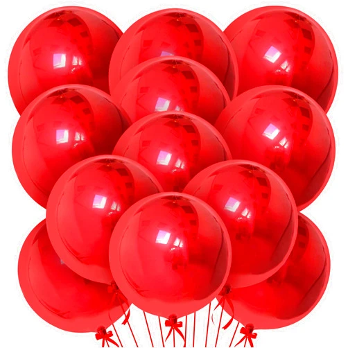 KatchOn, Metallic Red Balloons - Big 22 Inch, Pack of 12 | 4D Sphere Red Metallic Balloons, Christmas Decorations, Red Party Decorations | Red Foil Balloons, Red Mylar Balloons | Christmas Balloons