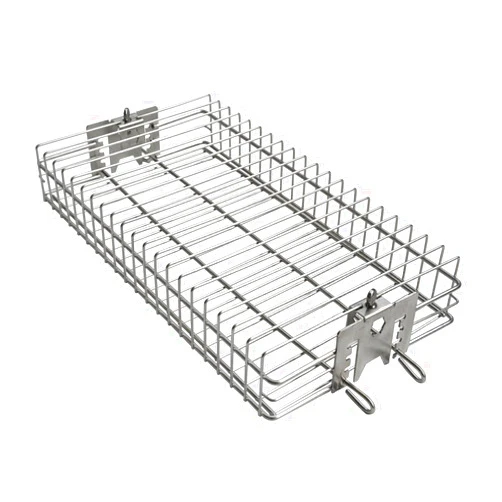 onlyfire 6042 BBQ Stainless Steel Flat Spit Rotisserie Grill Basket for Any Grill, Fits 1/2