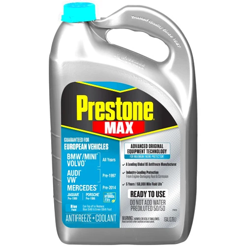 Prestone MAX Euro Blue 50/50 Antifreeze Automotive Coolant, Pack of One