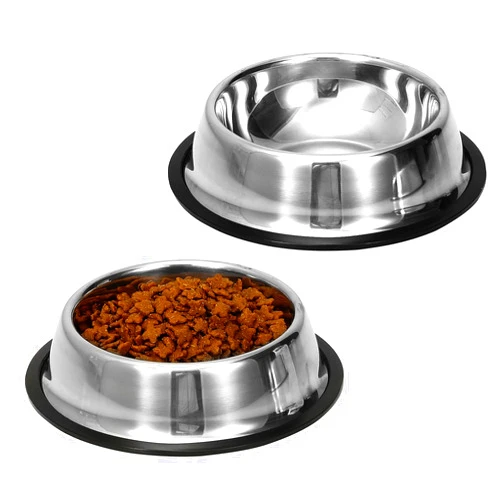 Mutsutaz 2 Pack Stainless Steel Dog Bowls with Rubber Bottom, Anti-Slip Heavy Duty Premium Quality Pets Feeder Bowls for Dogs and Cats and More (1½Cup / 10oz)