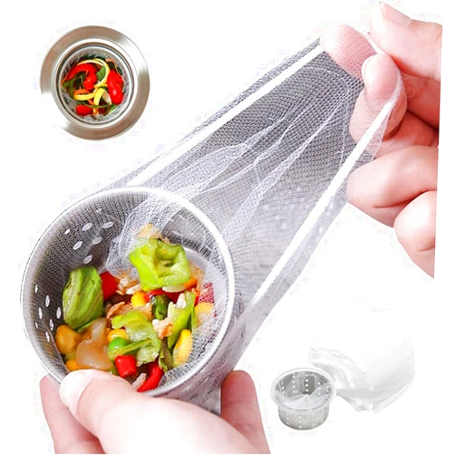 Vlwltl 200 PCS Disposable Mesh Sink Strainer Bags, Kitchen Sink Strainer Trash Bag Sink Strainer Filter Mesh Bag Anti-Clogging Elastic Filter Bags Sink Net Strainer Filter Bags for Sink Drain