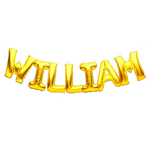 PartyForever WILLIAM Balloon Banner Big 16 Inch Gold Foil Balloons Letters Name for Men and Boys Birthday Party Decorations and Wedding Supplies for Him