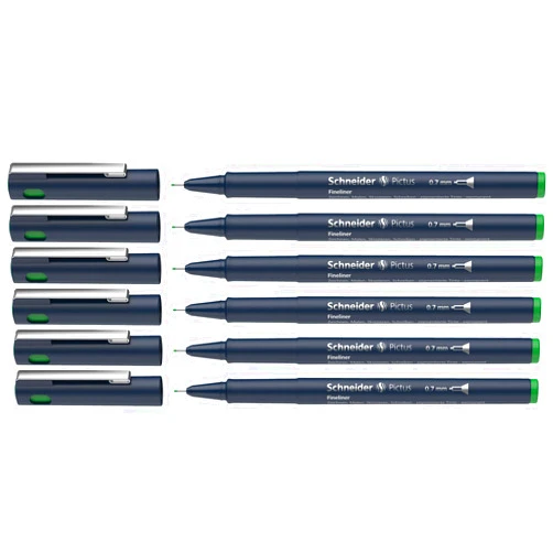 Schneider Pictus Fineliner Pens Line Width 0.7 mm Pack of 6 Green
