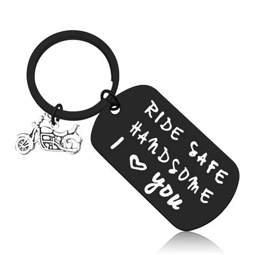 Vadaka Biker Gift Keychain Ride Safe Gift Valentine's Day Jewelry for Boyfriend Husband from Girlfriend Wife Motorcycle Keychain New Driver Jewelry Christmas Anniversary Birthday Present for Biker Couple