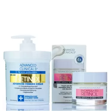 Advanced Clinicals Retinol Body Cream + Encapsulated Retinol Face Cream Anti Aging Moisturizer Lotion 2PC Set For Diminishing Appearance Of Wrinkles, Fine Lines, Crepey Skin, & Age Spots, 2-Piece Set 2 Piece Set Retinol Face + Body Cream