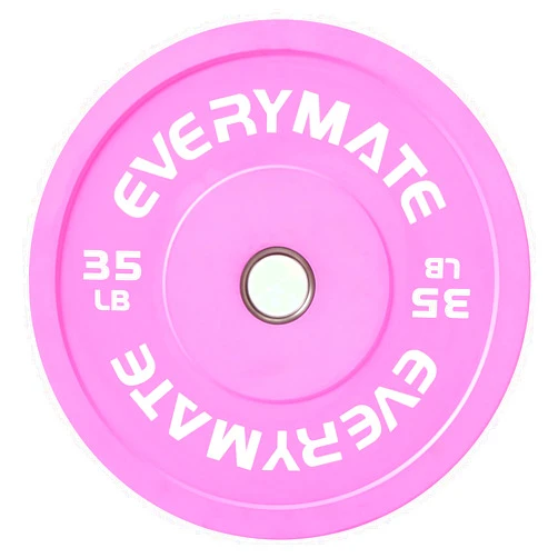 EVERYMATE Pink Weight Plates 10LB 15LB 25LB 35LB 45LB Olympic Bumper Plates Grip Weight Plates for Strength Training & Crossfit Steel Inserts Weight Plates Fit 2