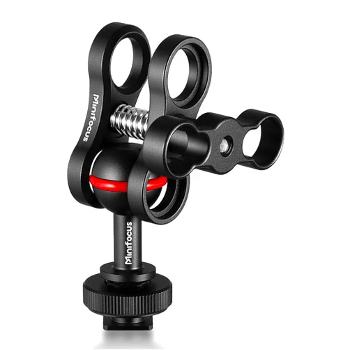 MINIFOCUS 1'' Ball Clamp Mount with Cold Shoe Ball Mount Head Base Adapter Connector for Diving Light Arm Underwater Camera Waterproof Housings Case Video/Flash/Strobe Hot Shoes