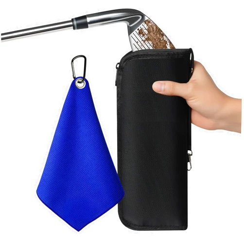 CarryWise Golf Club and Golf Boll Cleaner Bag, Golf Ball Cleaner Pouch with 1 Pack Golf Ball Towel, Waterproof Outside, Clean Inside – Liner Technology, Machine Washable