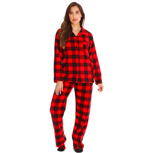 #followme Printed Flannel Button Front PJ Pant Set