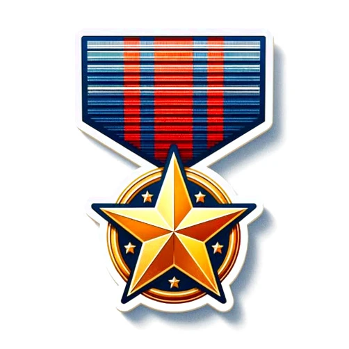 ADSTAVINDEC Classic Valor Military Medal Sticker - Golden Star with Embossed 'V' Device, Red Ribbon Decal, Timeless Tribute for Veterans, Durable Waterproof Vinyl (4)