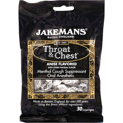Jakemans Throat and Chest Lozenges - Licorice Menthol - Case of 12 - 30 Pack