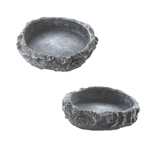 Emours 2 Pack Reptile Water Dish Food Bowl Rock Worm Feeder for Leopard Gecko Lizard Spider Scorpion Chameleon (De 3.1in x H 0.8in)