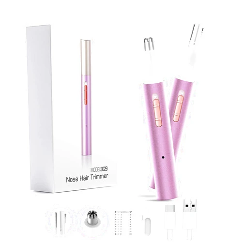 Ginity Ear and Nose Hair Trimmer for Women Men,2024 Rechargeable 2 in 1 Professional Painless Eyebrow & Facial Hair Trimmer with Powerful Motor and Dual-Edge Blades Easy Cleansing Purple