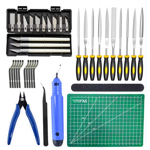 Lankki 38Pcs 3D Printer Accessories Kit, 3D Printing Tools Set Includes Deburring Tools, Needle Files, Removal Tools, Craft Knife, Tweezers, Cutting Mat for 3D Prints Finishing
