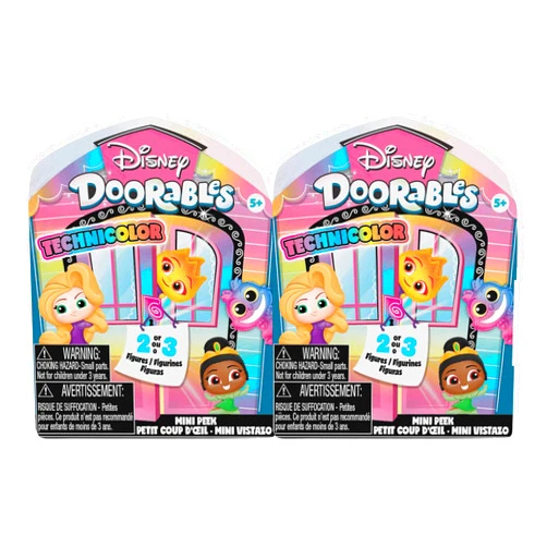 Just Play Disney Doorables Mini Peek Technicolor Takeover 2-Pack, 1.5-inch Collectible Figures, Kids Toys for Ages 5 Up