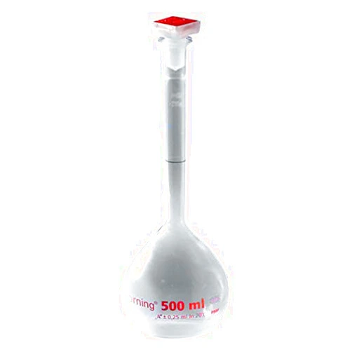 Corning 5640P-25 Polymethylpentene Class A Reusable Volumetric Flask with Polypropylene 10/19 Tapered Stopper, 25ml Capacity (Case of 6)